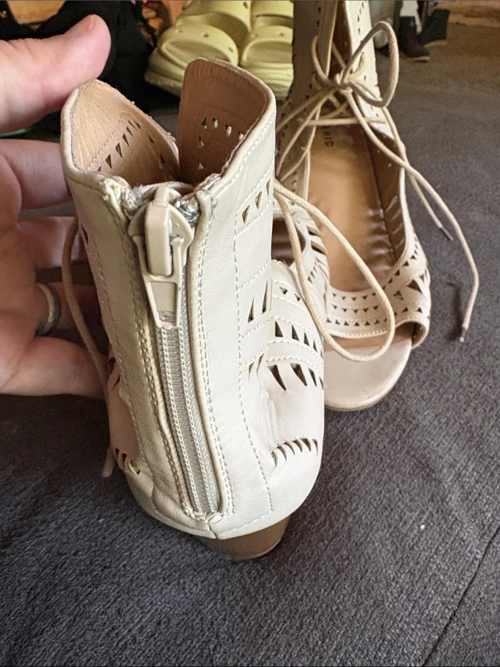 Torrid taupe lace up heels